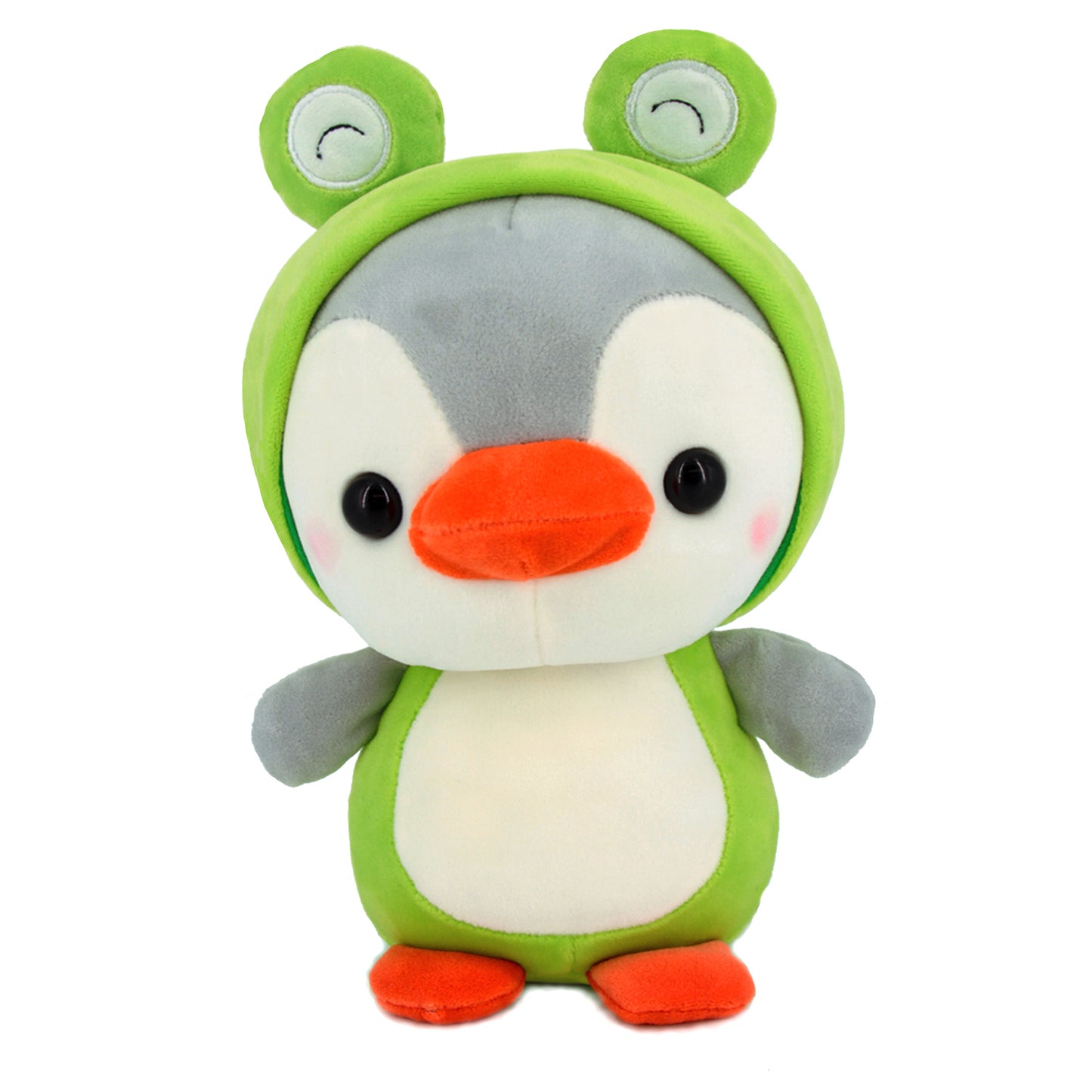 10‘’ Penguin-Frog Plush Kawaii Stuffed Animal, Animal Plush Toys Penguin Wearing Frog Costume Plushies, Cute Animal Doll Gift for Kids, Girls, Birthday, Valentines, Christmas