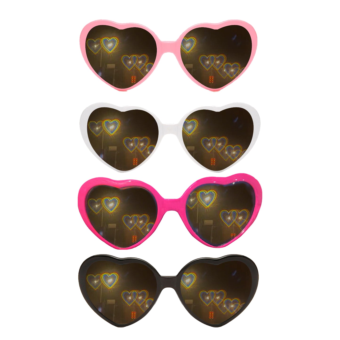 4PCS Heart Diffraction Glasses, Heart Effect Glasses, 3D Heart Sunglasses Heart Shape, Heart-shaped Glasses for Fireworks Displays Music Festivals Parties…