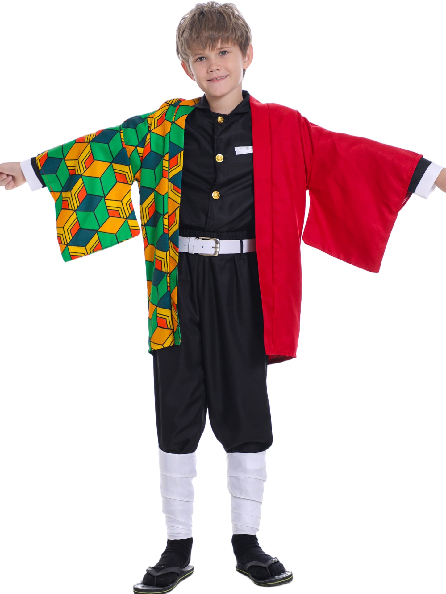 Antbutler Tomioka Giyuu Cosplay Outfit, Halloween Carnival Costume Set Anime Demon Slayer Cosplay Costume for Kids and Adults