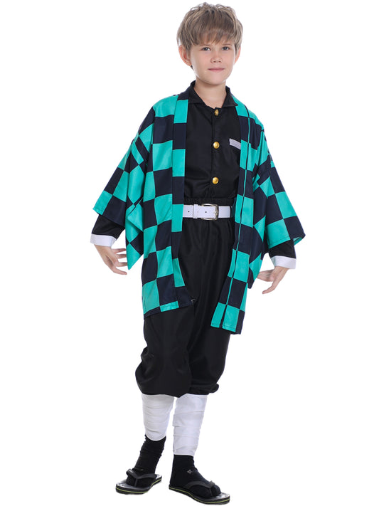 Antbutler Tomioka Giyuu Cosplay Outfit, Halloween Carnival Costume Set Anime Demon Slayer Demon Slayer Cosplay Costume for Kids and Adults