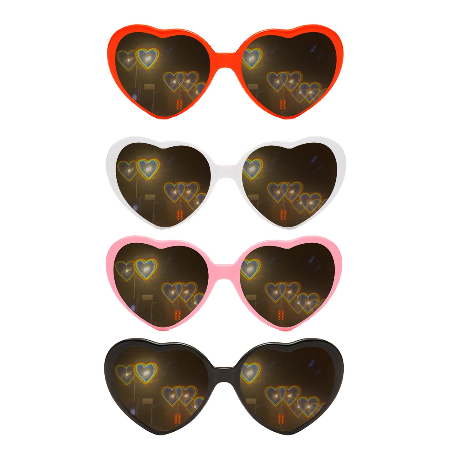 4PCS Heart Diffraction Glasses, Heart Effect Glasses, 3D Heart Sunglasses Heart Shape, Heart-shaped Glasses for Fireworks Displays Music Festivals Parties…